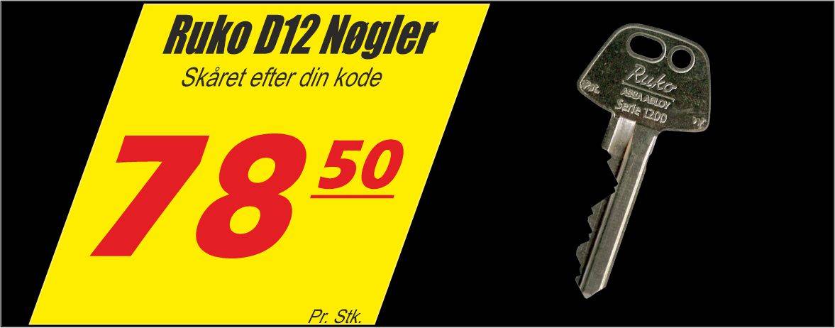 D12 serie 1200 n&oslash;gler efter kode